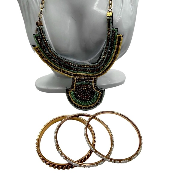Boho Chic Beaded Necklace & Bangle Set N42 - Picture 1 of 8